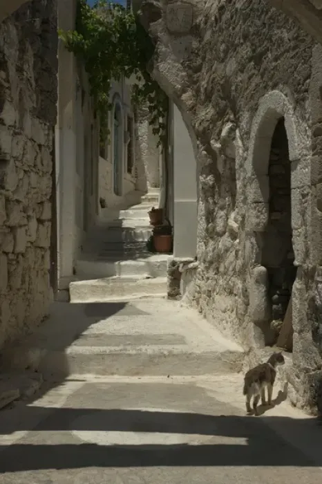 Framed Print : Europe, Greece, Dodecanese Islands, Nisyros: street in the village of Emborios
