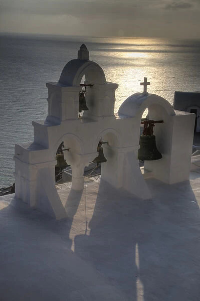 Europe, Greece, Greek Island, Santorini, Bell Tower in town of Oia