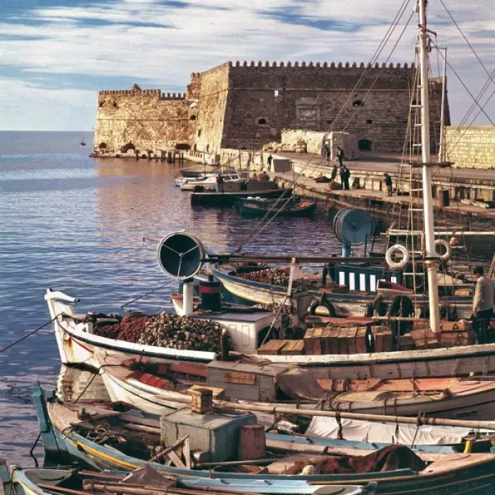 Framed Print : Europe, Greece, Iraklion. Fishing boats are moored at the old port near the Rossa Framed Print : Europe, Greece, Iraklion. Fishing boats are moored at the old port near the Rossa