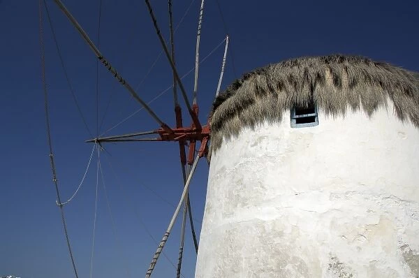 Europe, Greece, Mykonos. Historic whitewashed windmill