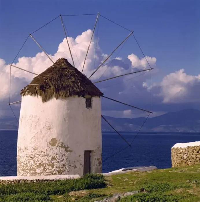 Framed Print : Europe, Greece, Mykonos. A striking white windmill looks over the azure sea in Mykonos, Greece Framed Print : Europe, Greece, Mykonos. A striking white windmill looks over the azure sea in Mykonos, Greece