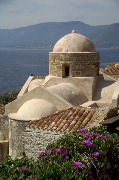 Europe, Greece, Peloponnese, Monemvasia (single entrance). One of over 40 historical