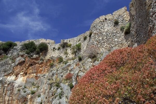 Europe, Greece, Peloponnese, Monemvasia (single entrance), medieval city walls
