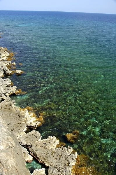 Europe, Greece, Peloponnese, Monemvasia. Clear waters of the Aegean Sea