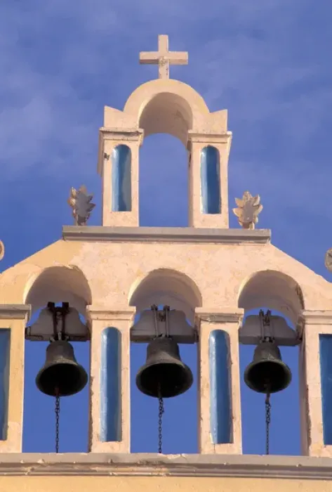 Framed Print : Europe, Greece, Santorini. Belltower