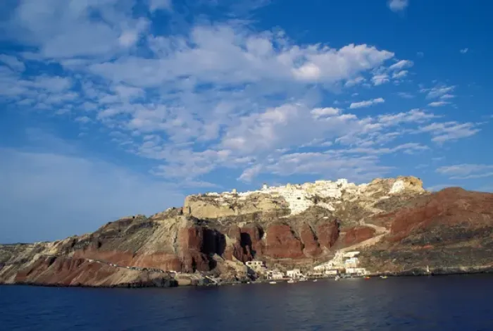 Framed Print : Europe, Greece, Santorini. Seaside village