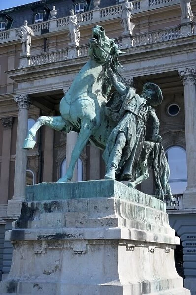 Europe, Hungary, Budapest, Buda, Buda Castle, Castle Hill, Horse Wrangler statue
