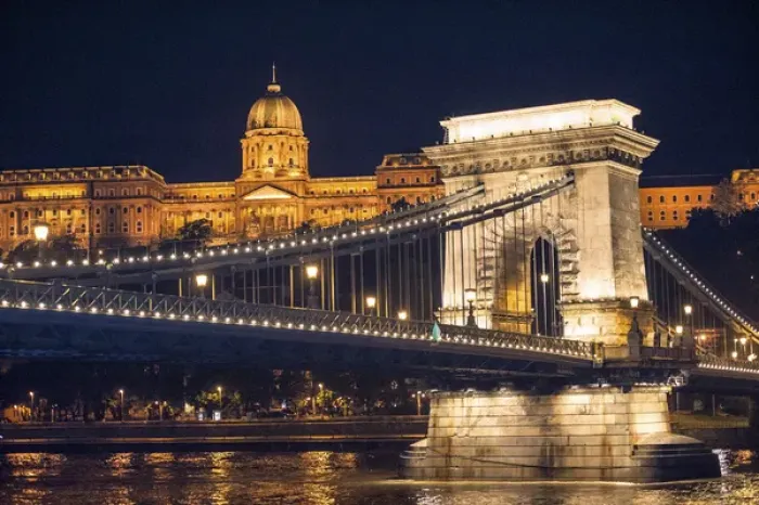 Framed Print : Europe, Hungary, Budapest, Chain Bridge, Buda castle, Danube River, night Framed Print : Europe, Hungary, Budapest, Chain Bridge, Buda castle, Danube River, night
