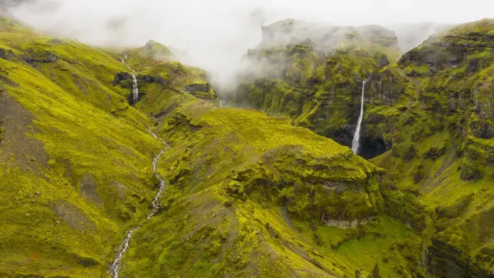 Framed Print : Europe, Iceland. Aerial view of Mulagljufur canyon with the waterfalls Hangandifoss Framed Print : Europe, Iceland. Aerial view of Mulagljufur canyon with the waterfalls Hangandifoss