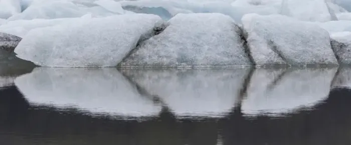 Framed Print : Europe, Iceland. Fjallsjokull Glacier reflects patterns in water