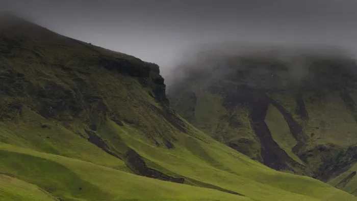 Framed Print : Europe, Iceland. Misty mountainside landscape Framed Print : Europe, Iceland. Misty mountainside landscape