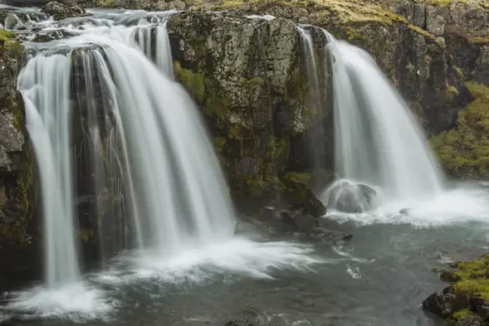 Framed Print : Europe, Iceland, Snaefellsnes. Waterfall flow from cliff Framed Print : Europe, Iceland, Snaefellsnes. Waterfall flow from cliff
