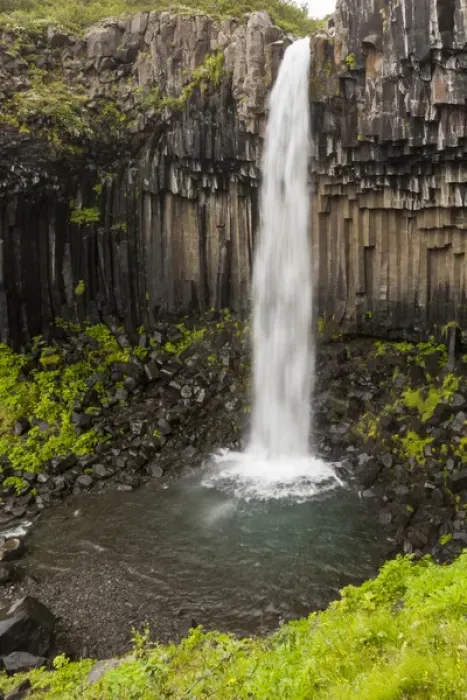 Framed Print : Europe, Iceland, Southeast Iceland, Skaftafell National Park, Svartifoss, Black Falls
