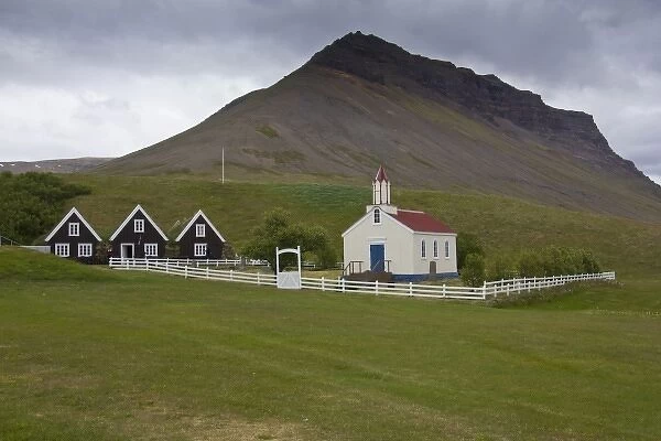 Europe, Iceland, West Fjords, Amarfjordur, Hrafnseyri church and museum