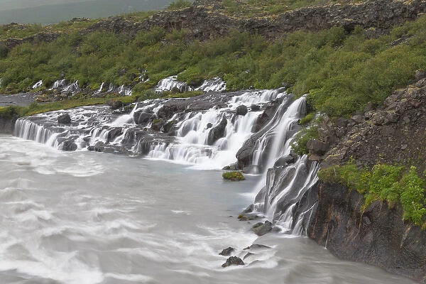 Europe, Iceland, West Iceland, Borgarfjordur, Hraunfossar Falls, Hvita River, White River