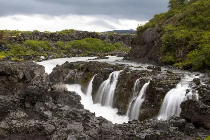 Framed Print : Europe, Iceland, West Iceland, Borgarfjordur, Barnafoss, Childrens Falls, Hvita River