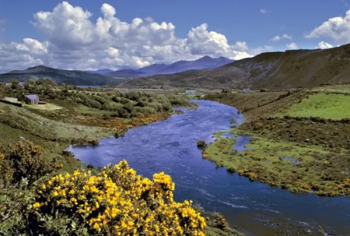Framed Print : Europe, Ireland, Caragh River. Caragh River river winds gently through County Kerry