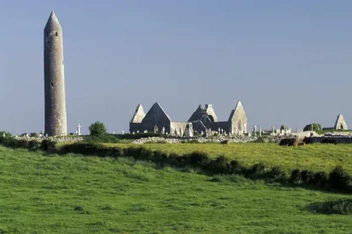 Framed Print : Europe, Ireland, County Clare. Kilmacduagh Church