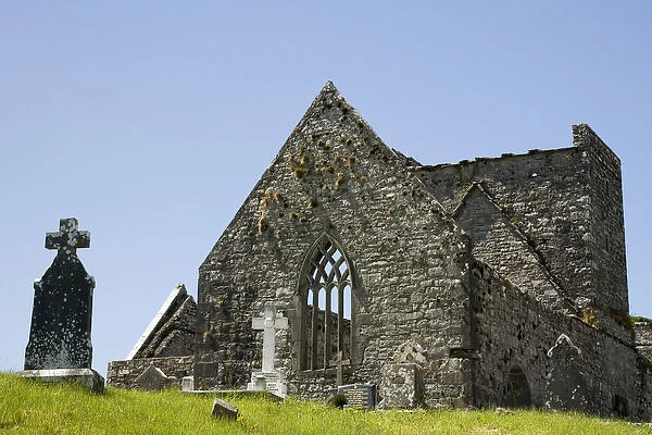 Europe, Ireland, County Mayo, Burrishoole Abbey. The stone ruins of the abbey and cemetery