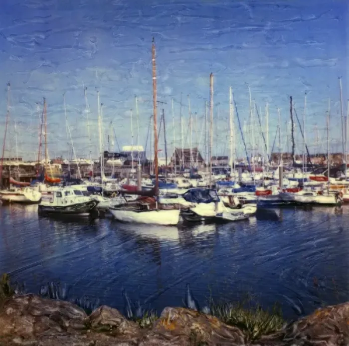 Framed Print : Europe, Ireland, Dublin, Howth Marina. Harbor with sailboats on sunny day. Polaroid Framed Print : Europe, Ireland, Dublin, Howth Marina. Harbor with sailboats on sunny day. Polaroid