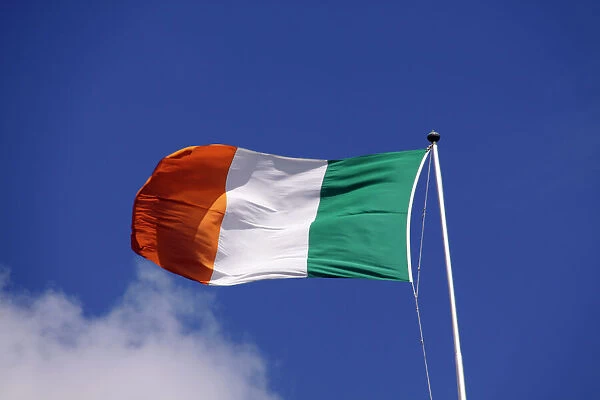 Europe, Ireland, Dublin. The national flag of Ireland