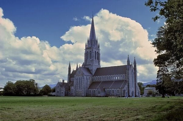 Europe, Ireland, Killarney. The Cathedral at Killarney stands tall against the clouds in Co