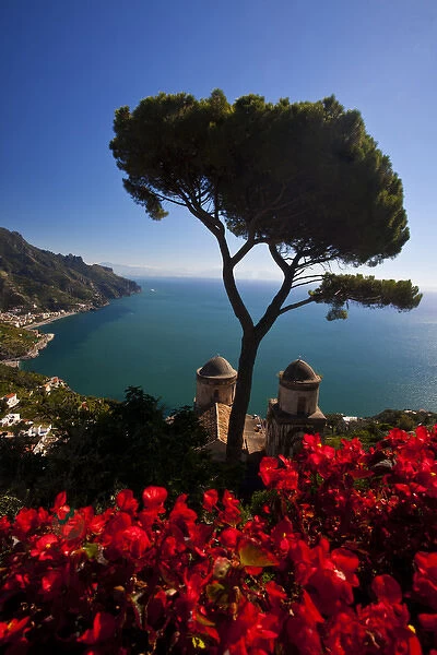 Europe; Italy; Amalfi Coastline; Ravello; View of the Amalfi Coast from Villa Rufolo in Ravello