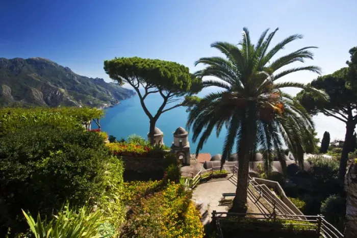 Framed Print : Europe; Italy; Amalfi Coastline; Ravello; View of the Amalfi Coast from Villa Rufolo in Ravello