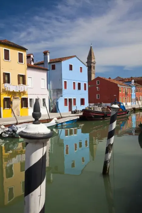 Framed Print : Europe; Italy; Burano; Bright Colored Homes Along the Canal Framed Print : Europe; Italy; Burano; Bright Colored Homes Along the Canal