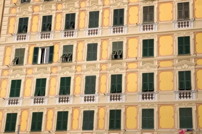 Framed Print : Europe, Italy, Camogli. Building painted in the trompe d oeil or fool-the-eye style Framed Print : Europe, Italy, Camogli. Building painted in the trompe d oeil or fool-the-eye style