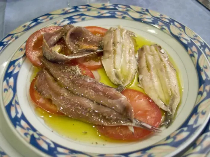 Framed Print : Europe, Italy, Camogli. Plate of anchovies