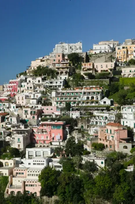 Framed Print : Europe, Italy, Campania (Amalfi Coast), Positano: Town View from Amalfi Coast Road