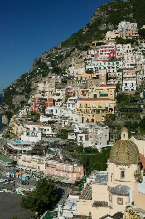 Framed Print : Europe, Italy, Campania (Amalfi Coast), Positano: Santa Maria Assunta Church & Town