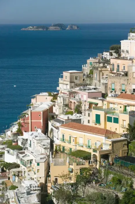 Framed Print : Europe, Italy, Campania (Amalfi Coast), Positano: Town View from Amalfi Coast Road