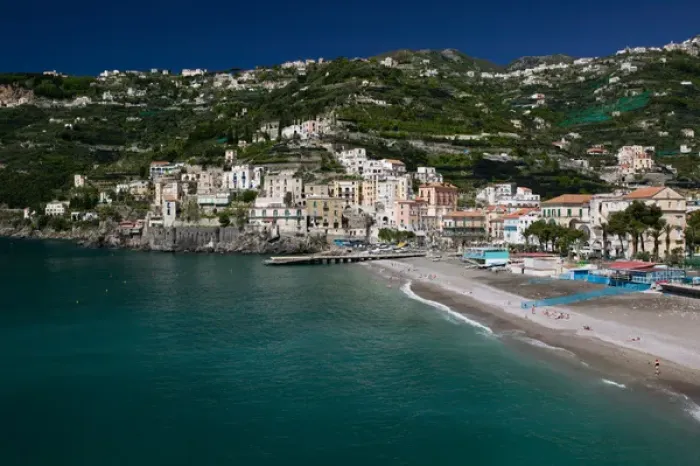 Framed Print : Europe, Italy, Campania, (Amalfi Coast) Maiori: Town View with Beach Framed Print : Europe, Italy, Campania, (Amalfi Coast) Maiori: Town View with Beach