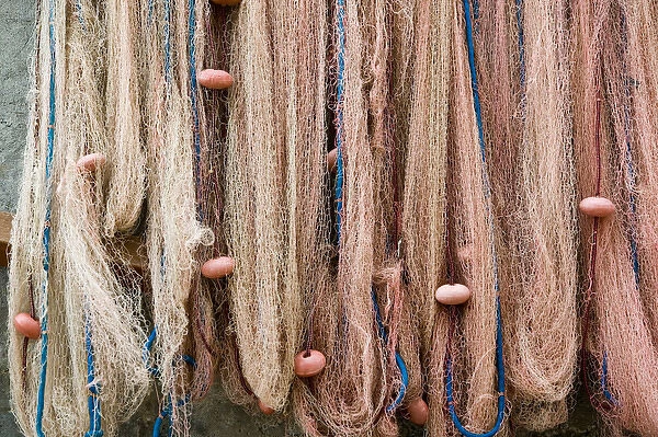 Europe, Italy, Campania (Amalfi Coast) POSITANO: Fishing Nets  /  Spiaggia Grande