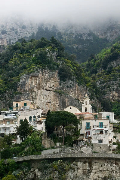 Europe, Italy, Campania (Amalfi Coast) POSITANO: Town View with Fog  /  Daytime