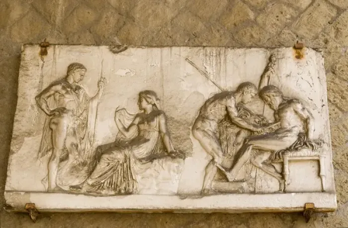 Framed Print : Europe, Italy, Campania, Herculaneum. Close-up of the relief of Telephus. Credit as Framed Print : Europe, Italy, Campania, Herculaneum. Close-up of the relief of Telephus. Credit as
