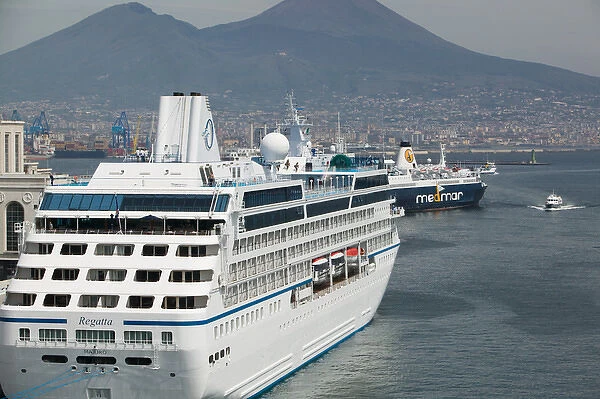 Europe, Italy, Campania, NAPLES: Port of Naples with Harbor Ferries, Regatta cruise ship