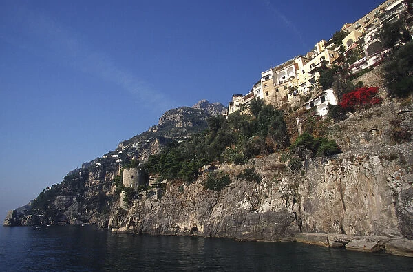 Europe, Italy, Campania, Positano Whitewashed houses on Amalfi Coast