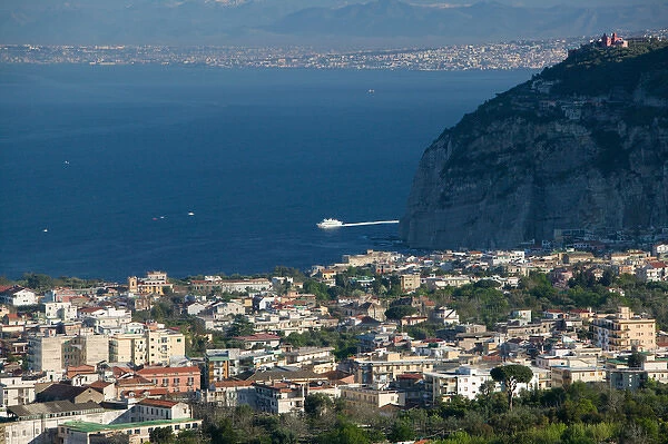 Europe, Italy, Campania, (Sorrento Penninsula), Vico Equense: Town View Aerial