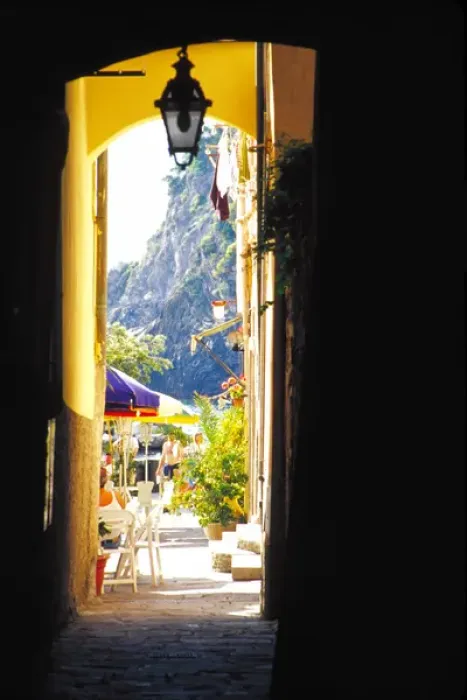 Framed Print : Europe, Italy, Cinque Terre. Hallway in Vernazza Framed Print : Europe, Italy, Cinque Terre. Hallway in Vernazza