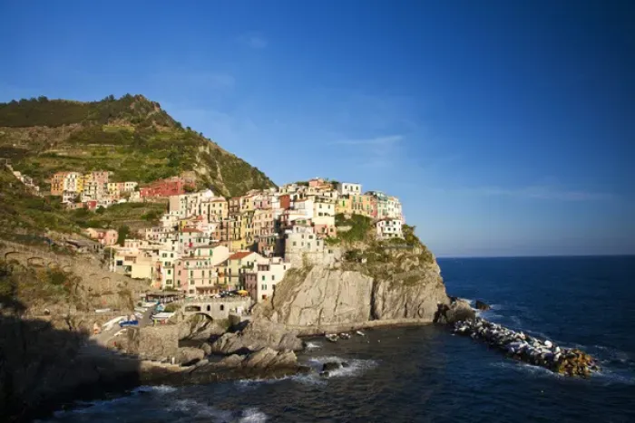 Framed Print : Europe; Italy; Cinque Terre; Manarola; Evening Light on the City Framed Print : Europe; Italy; Cinque Terre; Manarola; Evening Light on the City