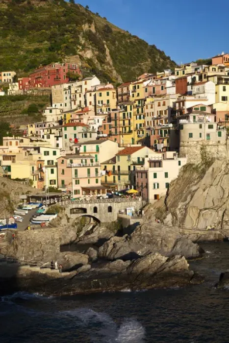 Framed Print : Europe; Italy; Cinque Terre; Manarola; Evening Light on the City Framed Print : Europe; Italy; Cinque Terre; Manarola; Evening Light on the City