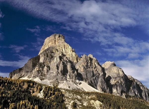 Europe, Italy, Dolomite Alps. Italys imposing Dolomite Alps fill a summer sky