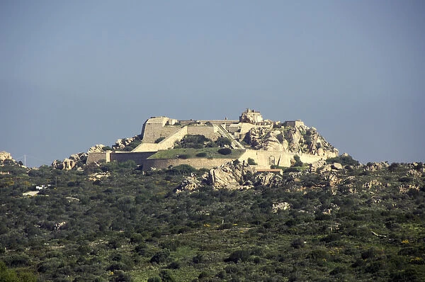 Europe, Italy, Emerald Coast (aka Costa Smeralda), Sardinia, Olbia. Hilltop fort