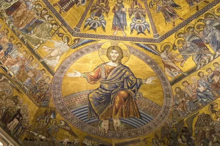 Framed Print : Europe, Italy, Florence. Baptistery ceiling Byzantine mosaic art