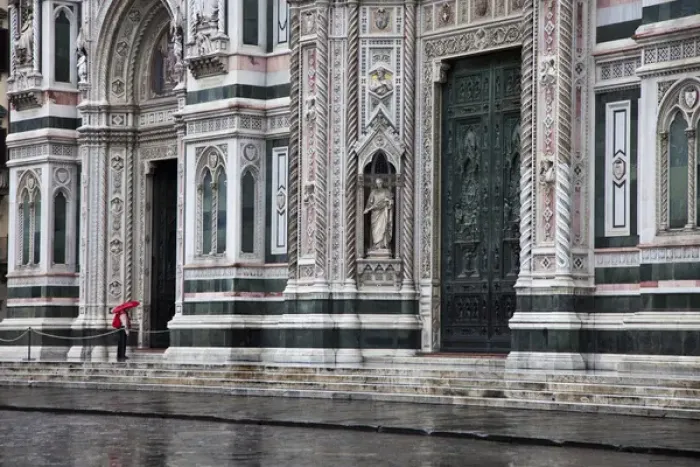 Framed Print : Europe, Italy, Florence. The entrance of Santa Maria del Fiore Cathedral on a rainy day Framed Print : Europe, Italy, Florence. The entrance of Santa Maria del Fiore Cathedral on a rainy day