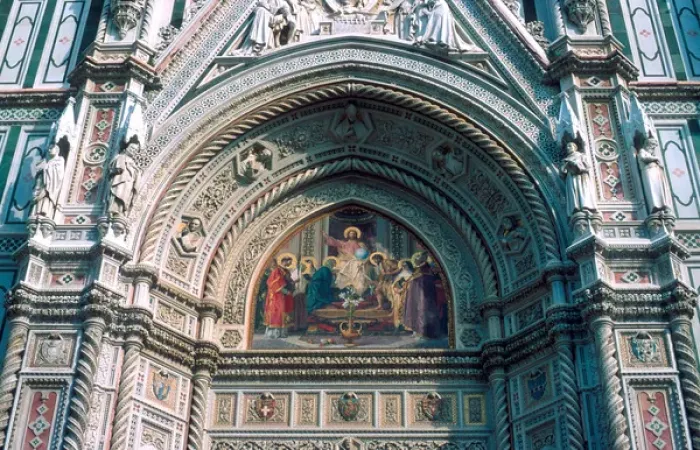 Framed Print : Europe, Italy, Florence. Painting and sculptures adorn the exterior facade of Framed Print : Europe, Italy, Florence. Painting and sculptures adorn the exterior facade of