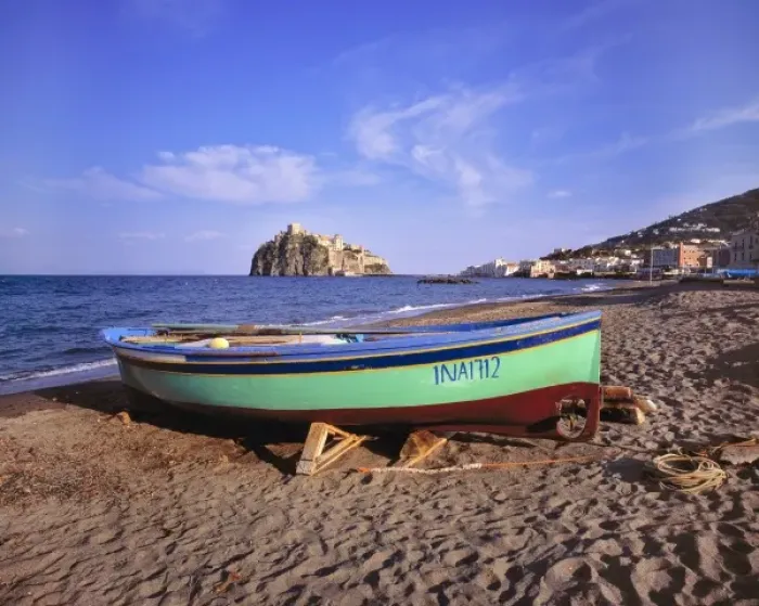 Framed Print : Europe, Italy, Ischia. Castillo d Ischia is connected to the island of Ischia
